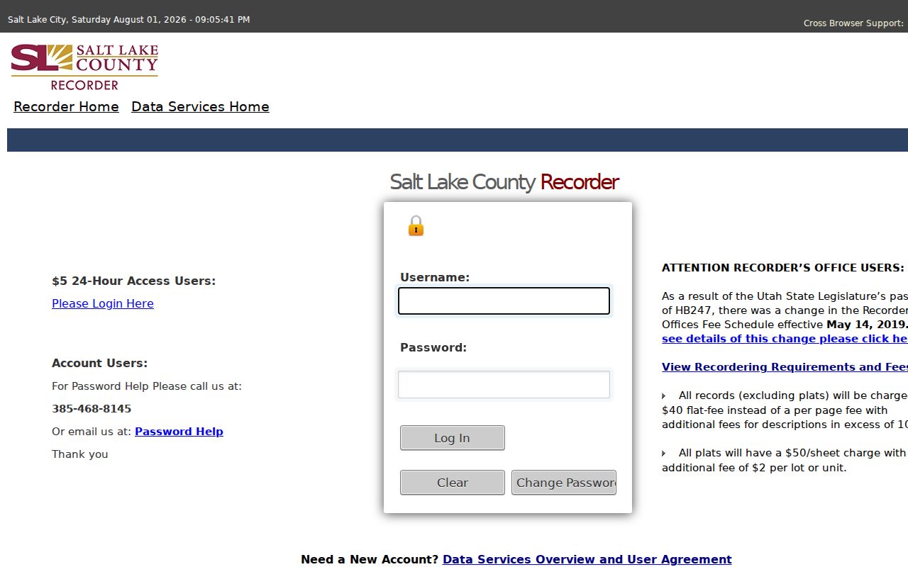 Kearns people search access to Salt Lake County Recorder Data Services