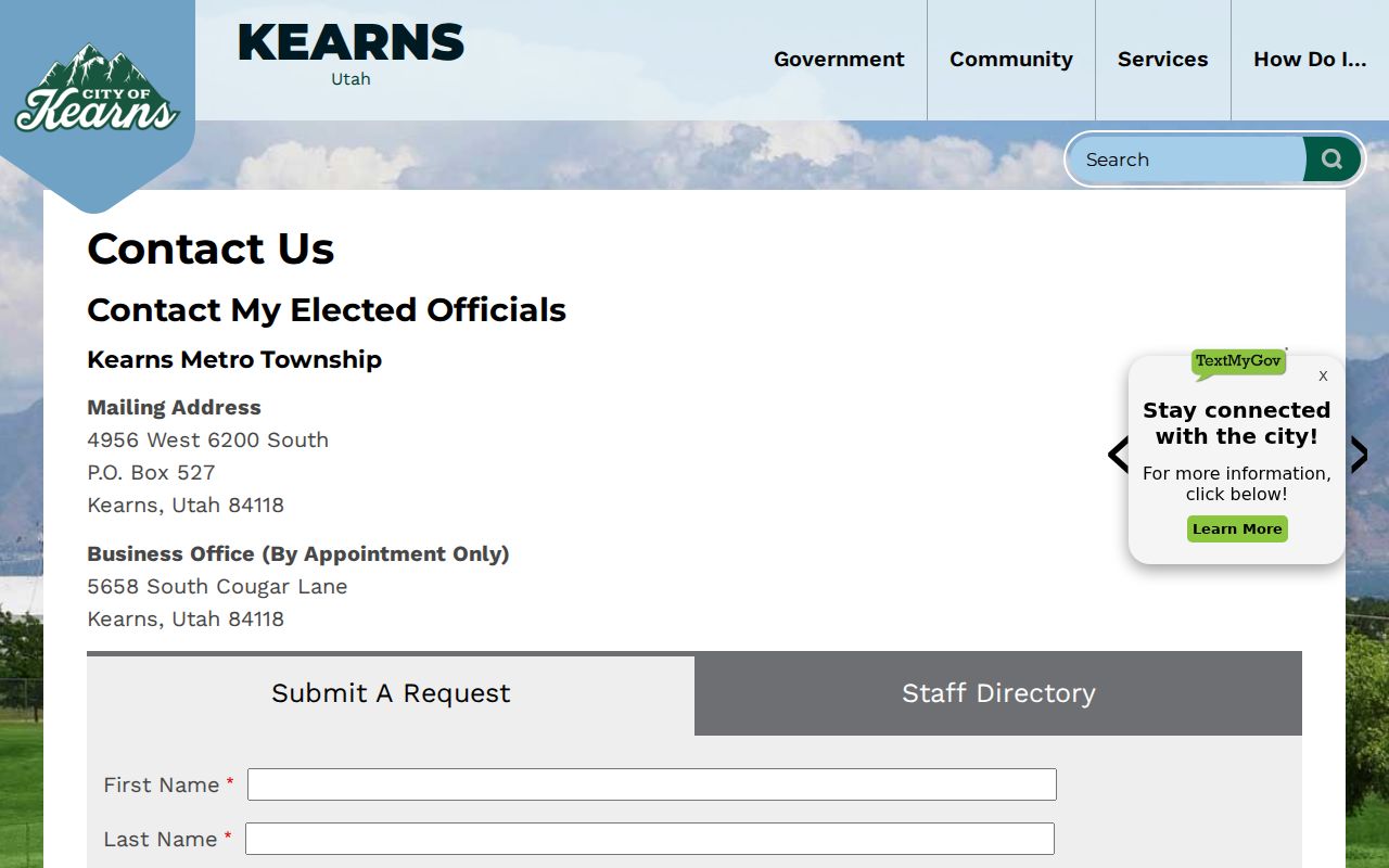 Kearns people directories official city contact roster