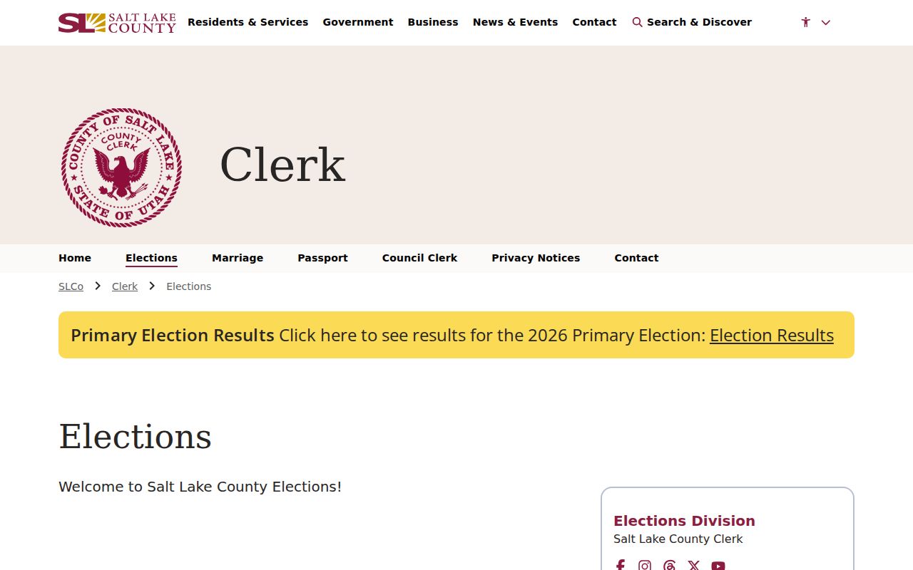 Salt Lake County Kearns voter registration and elections services